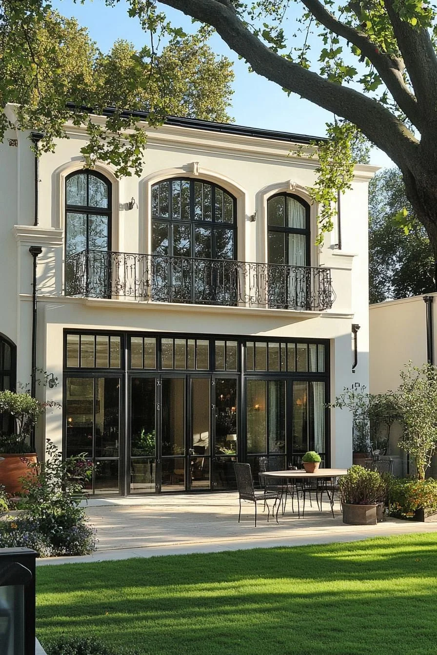 Sunlit Arches on a Modern Facade