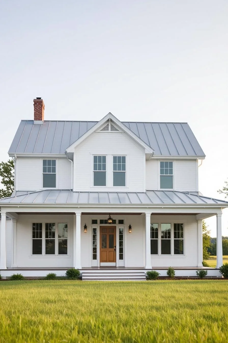 A Metal-Roofed Farmhouse with a Pineapple Door