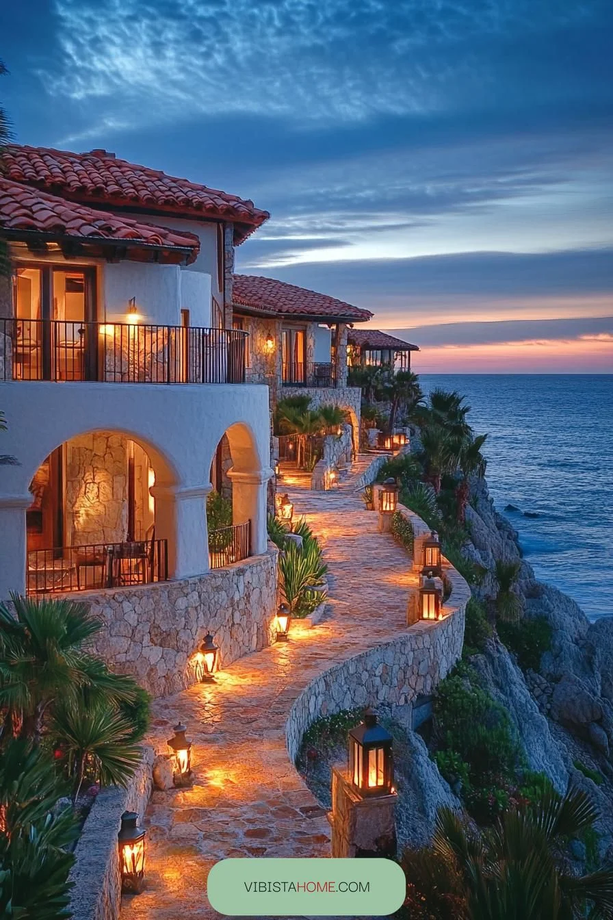 Luminous Lanterns on the Cliffside