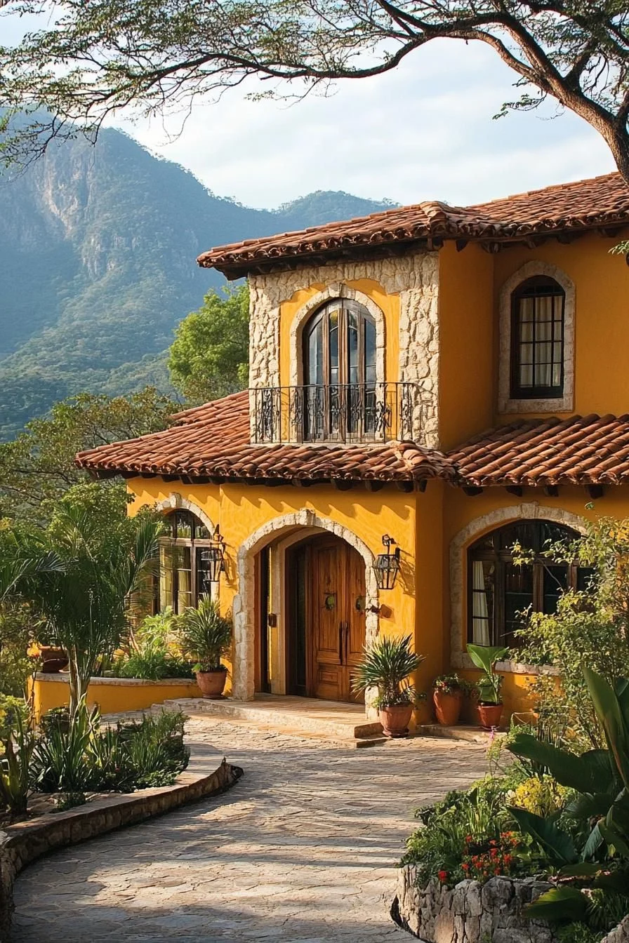 A Mountain-Backed Hacienda With Rustic Details
