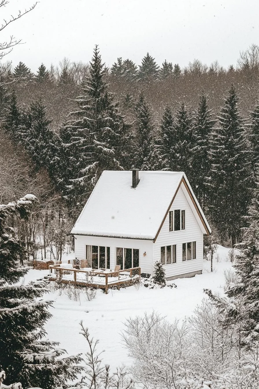 Cozy Cabin in Winter Snow