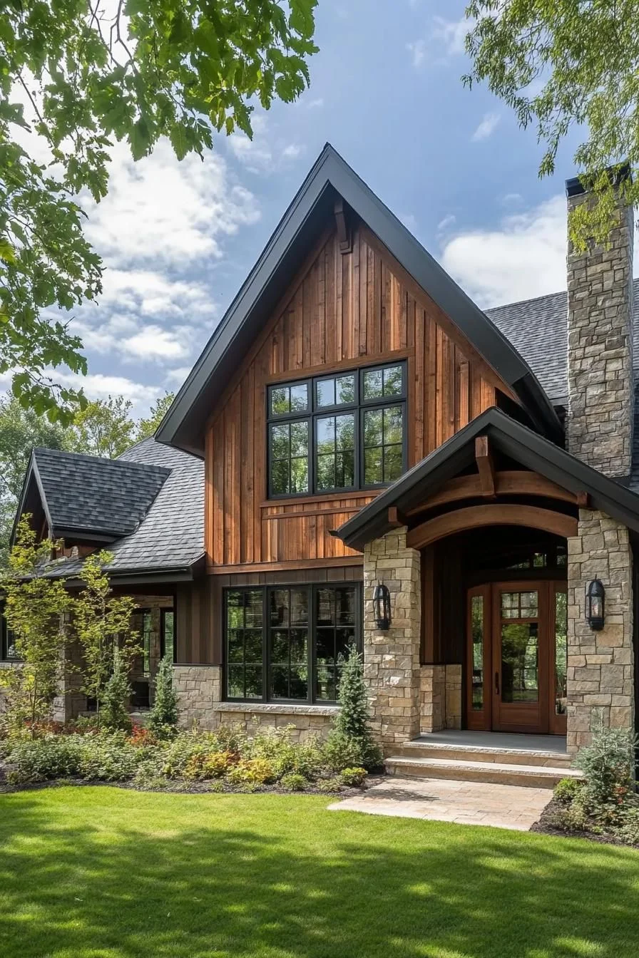 Wood-and-Stone Cottage Nestled in Nature