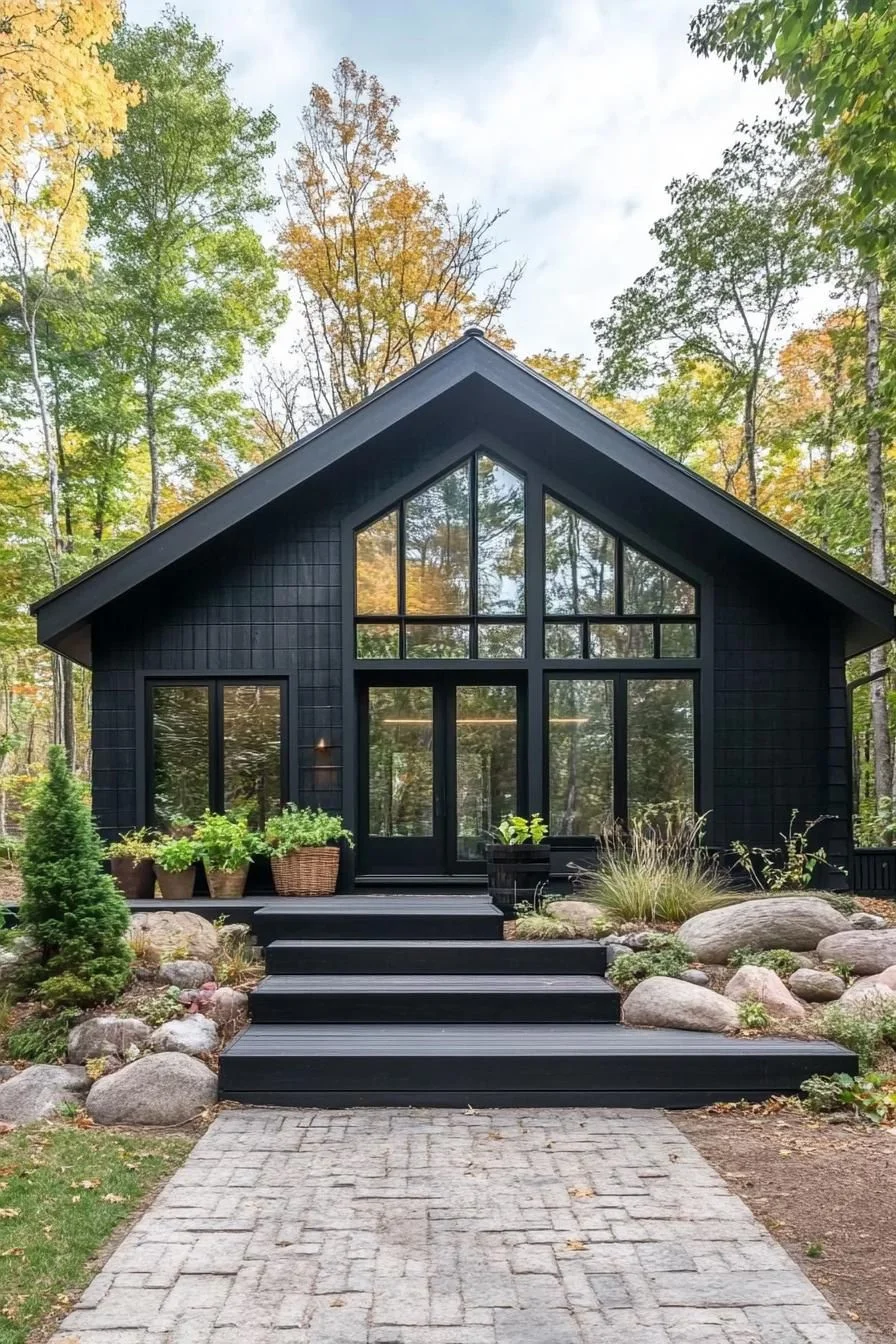 A Bold Black Scandinavian Cabin