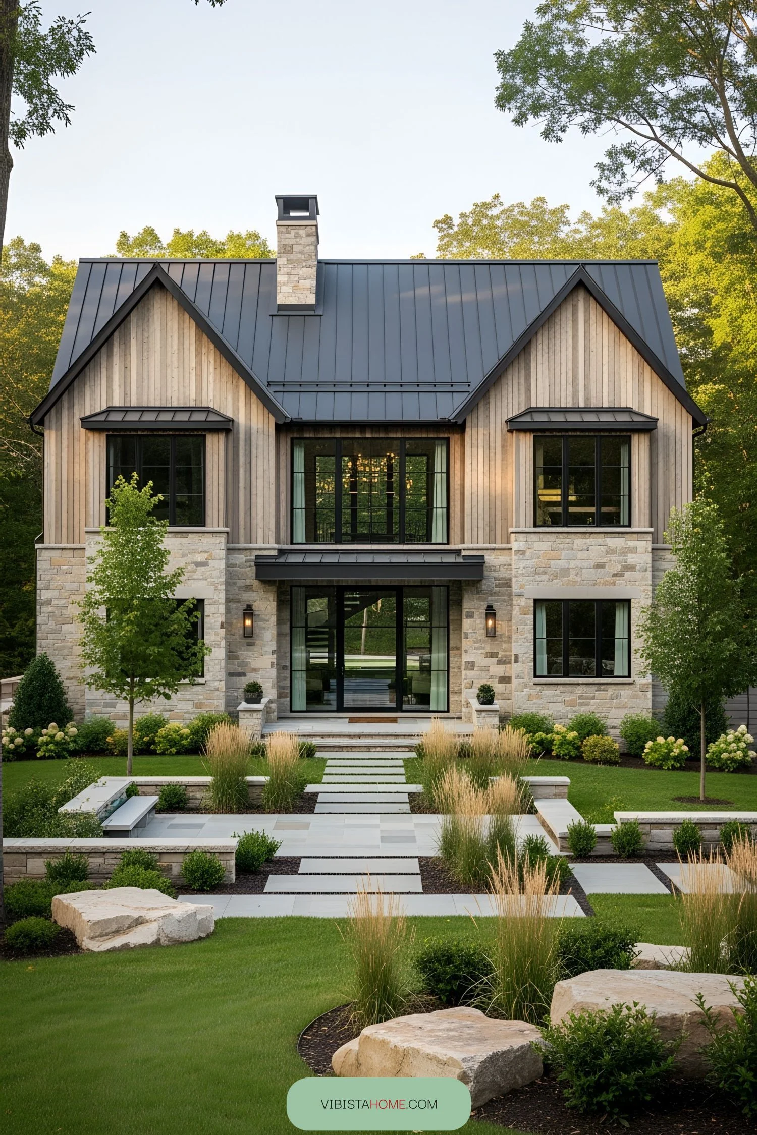 A Wooden Retreat With Stone Details