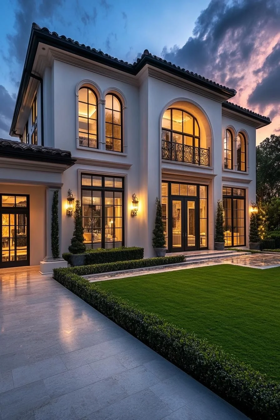 Twilight Home With Grand Arches
