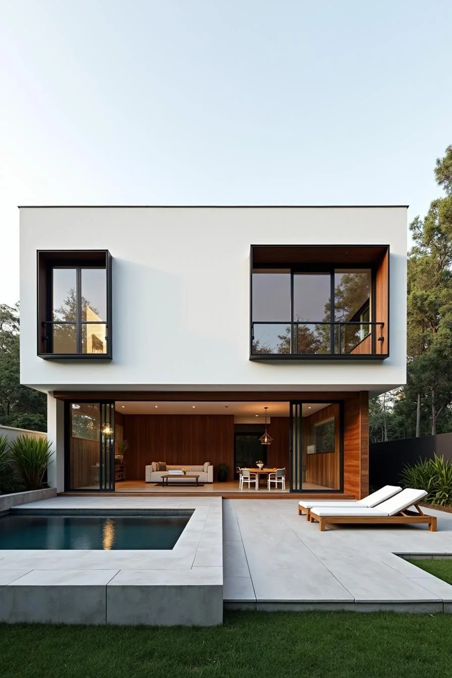 Minimalist Home With a Poolside Setting