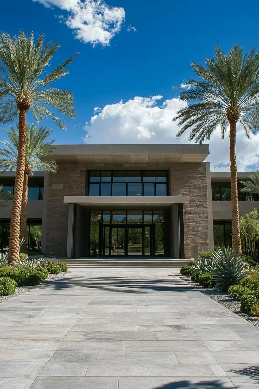 Concrete Retreat Beneath Towering Palms