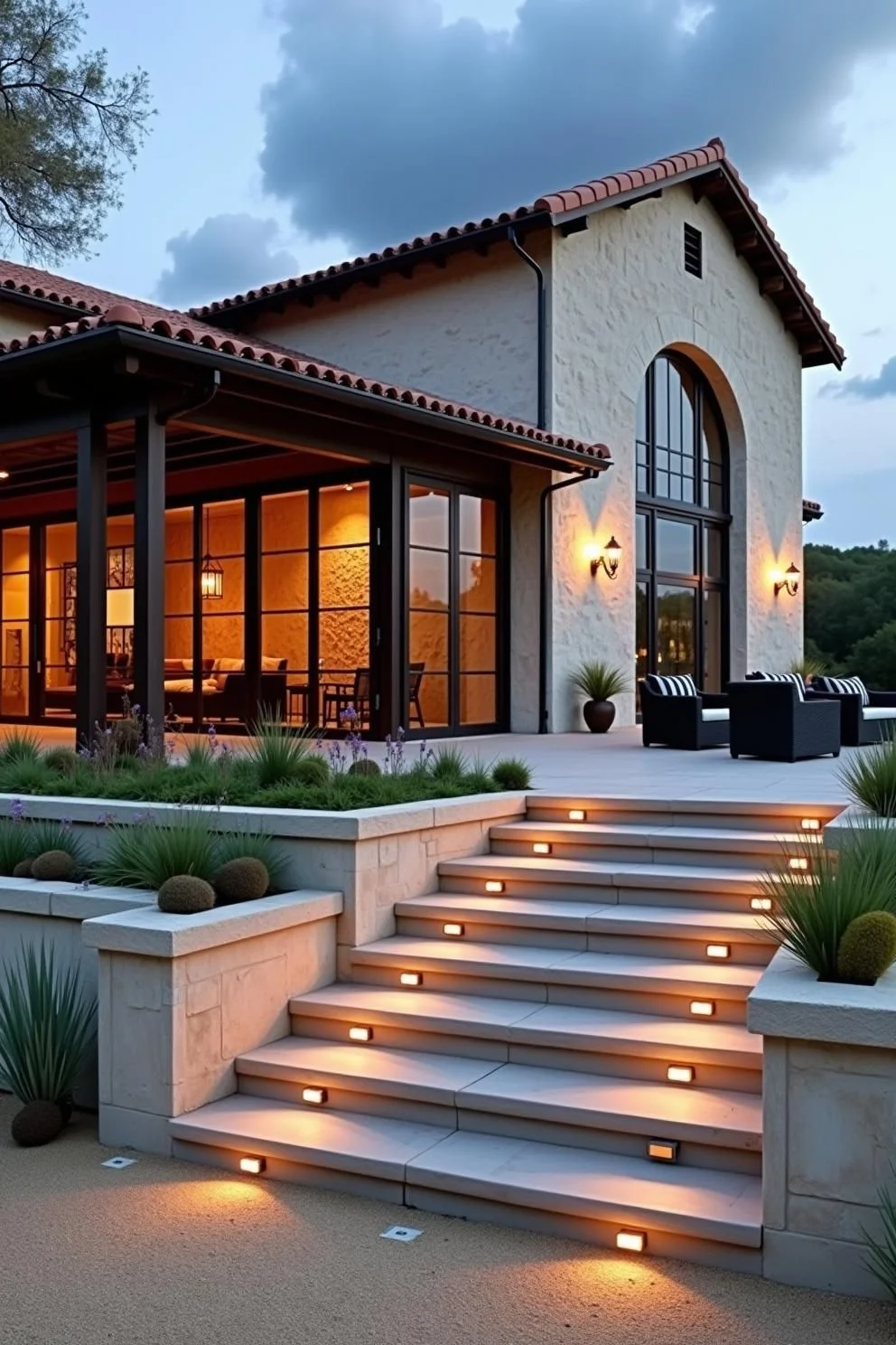 Stone Staircase Leading to a Tuscan Villa