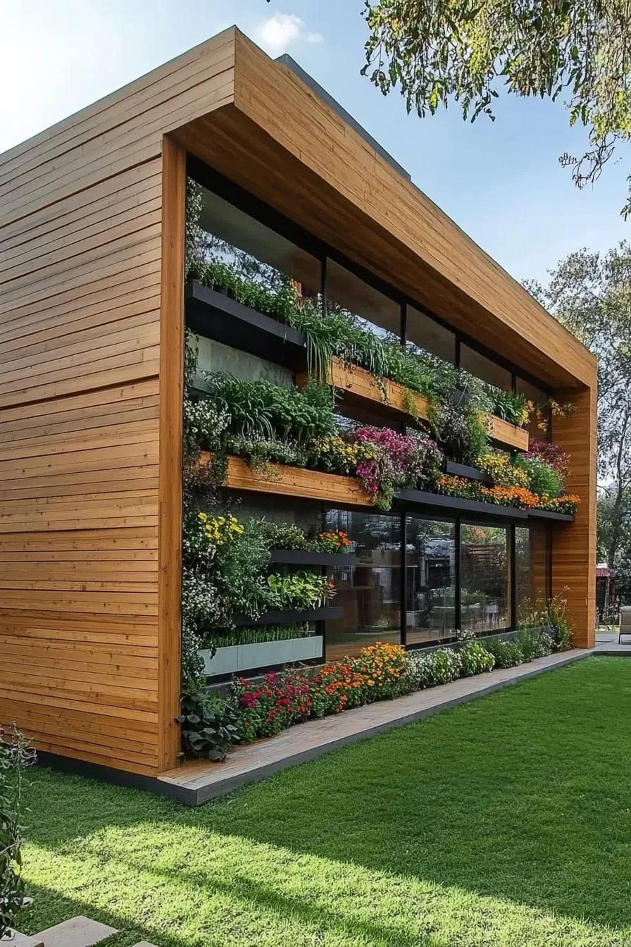 Woodsy Facade with Botanical Accents