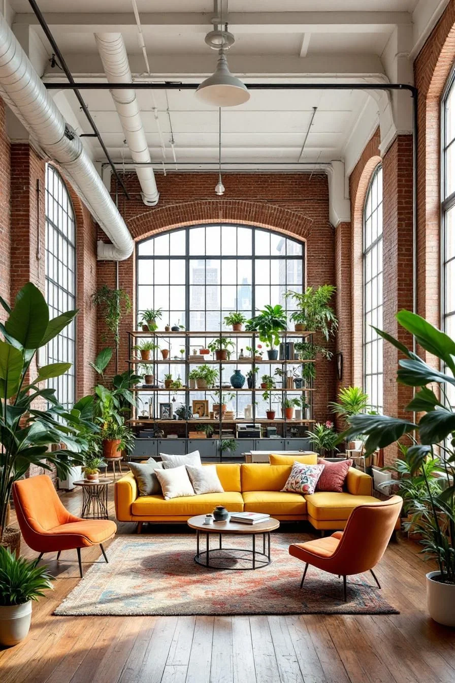 A Plant-Filled Brick Loft Retreat