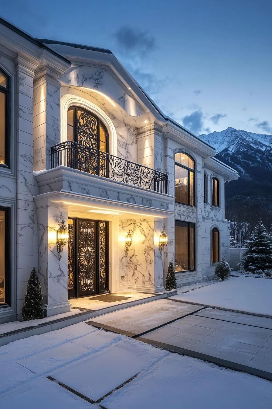 Resplendent Mansion With a Snow-Kissed Veranda