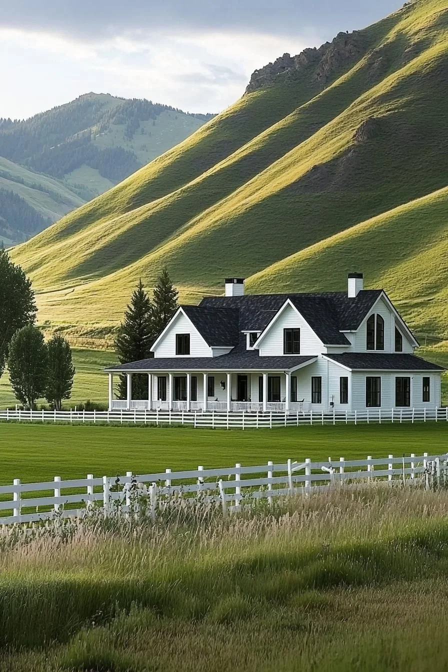 Playful White Home on Open Grass