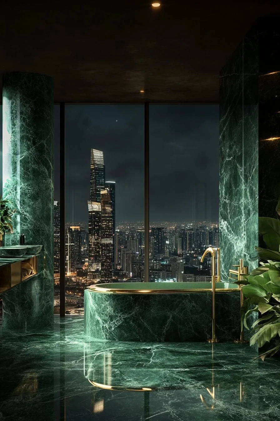 Bathing Under the Stars in Emerald Tones