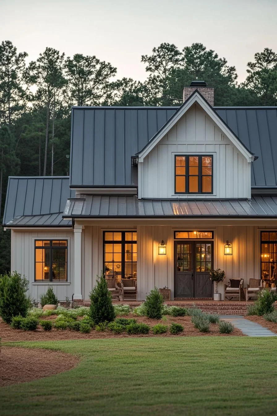 A Warm Barndominium Evening Scene