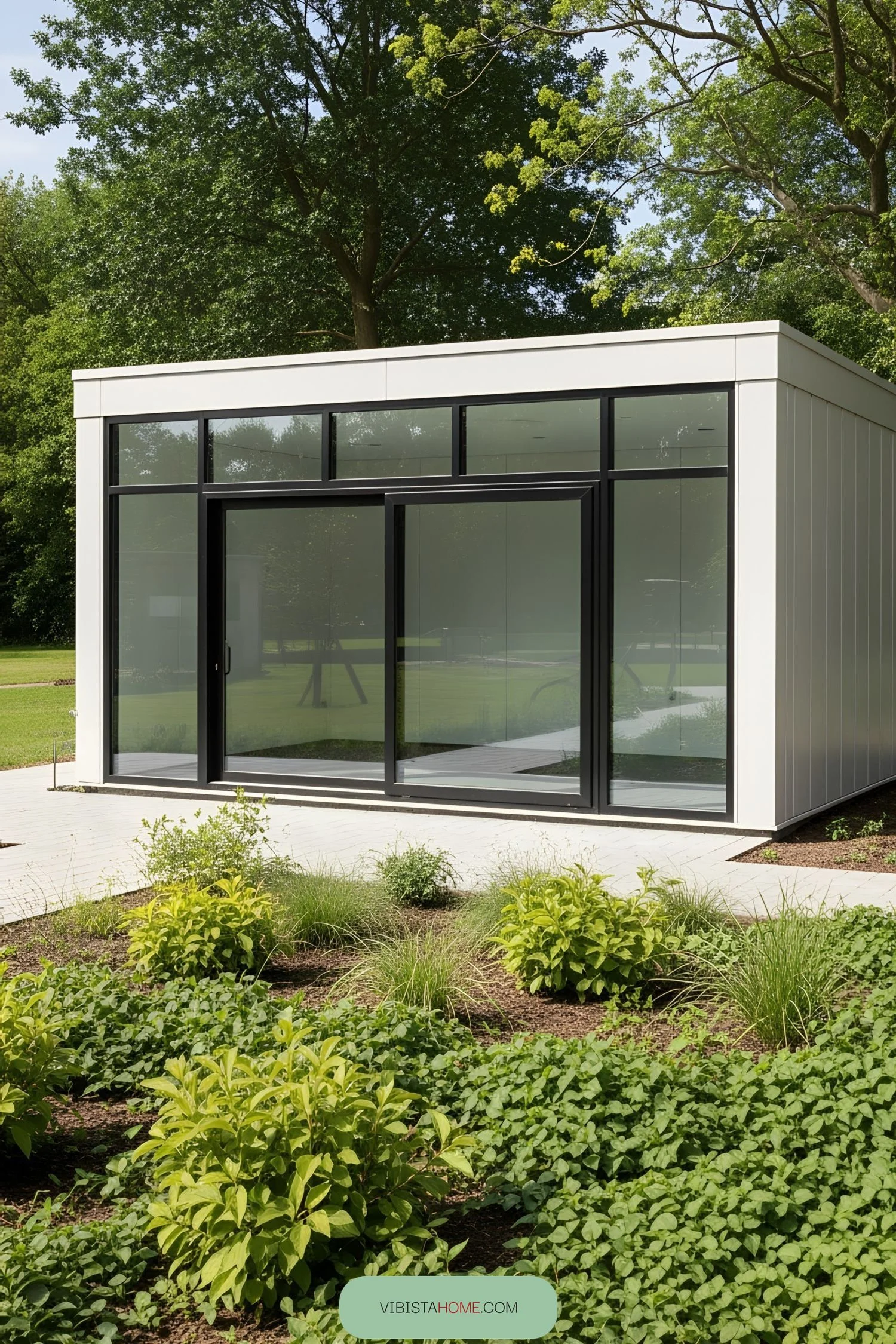 Modern Container Office Surrounded by Greenery