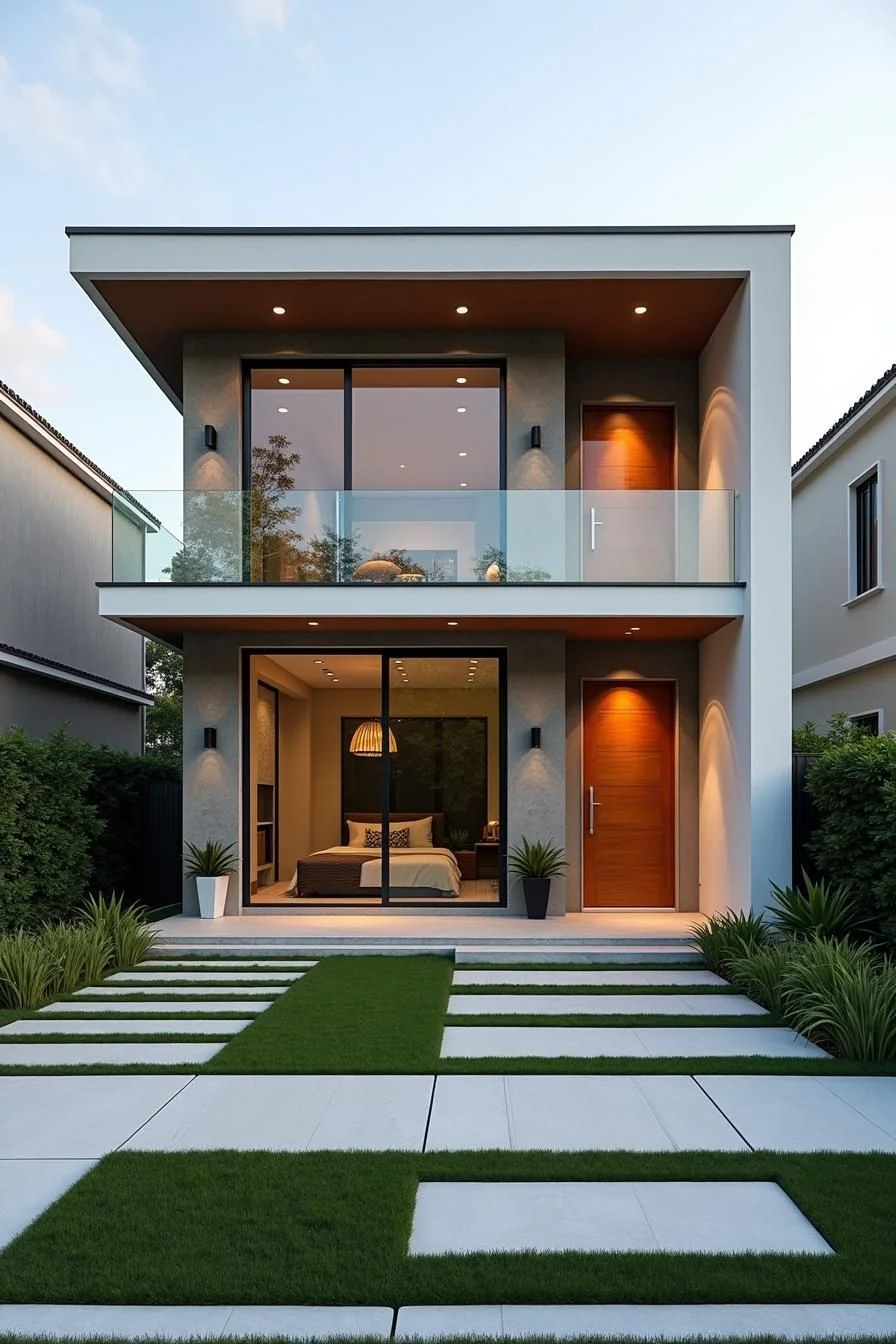 Two-Story Home Featuring Wooden Accents