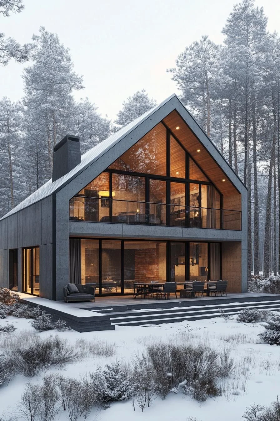 Frost-Covered Gable House Facade