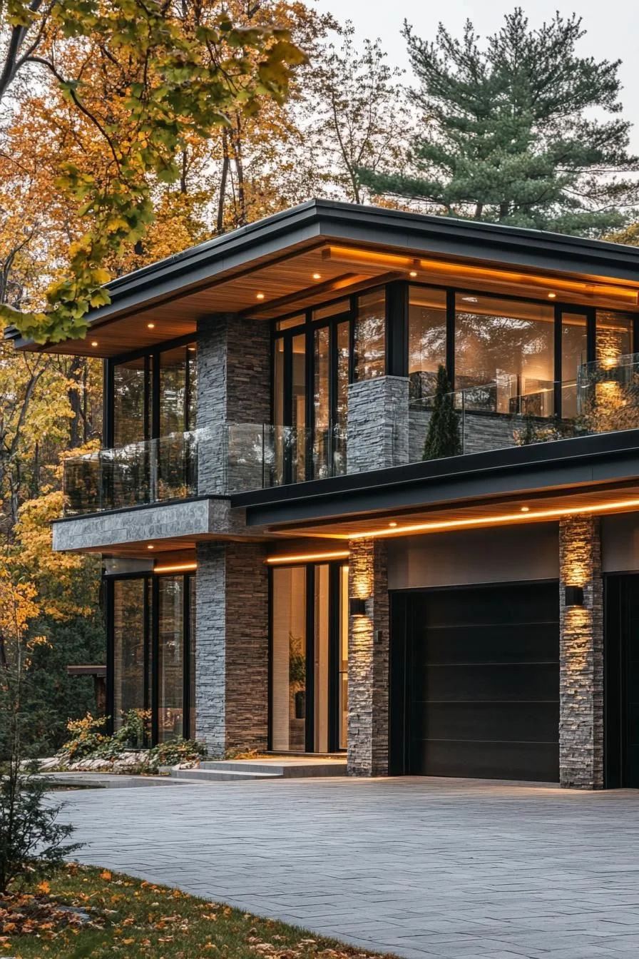 A Villa Framed by Autumn Leaves