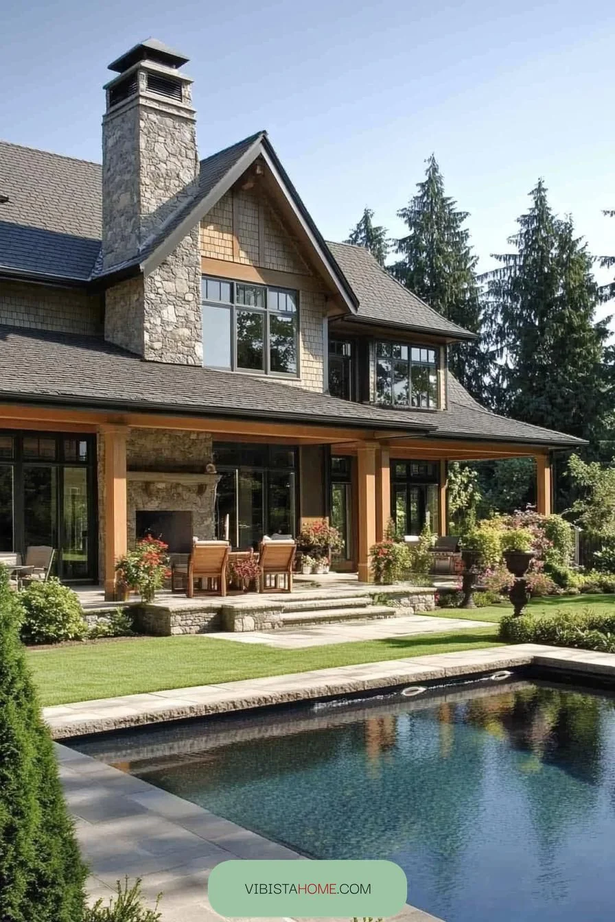 Poolside Perch Under Gabled Grandeur