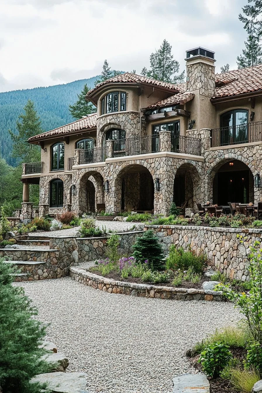 A Stone Castle Set in the Mountains