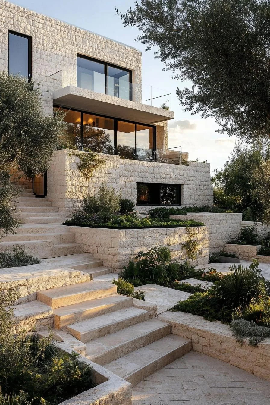 A Modern Stone Fortress Set in Nature