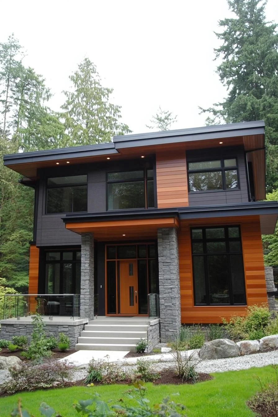 Earth-Toned Retreat with Glassy Windows