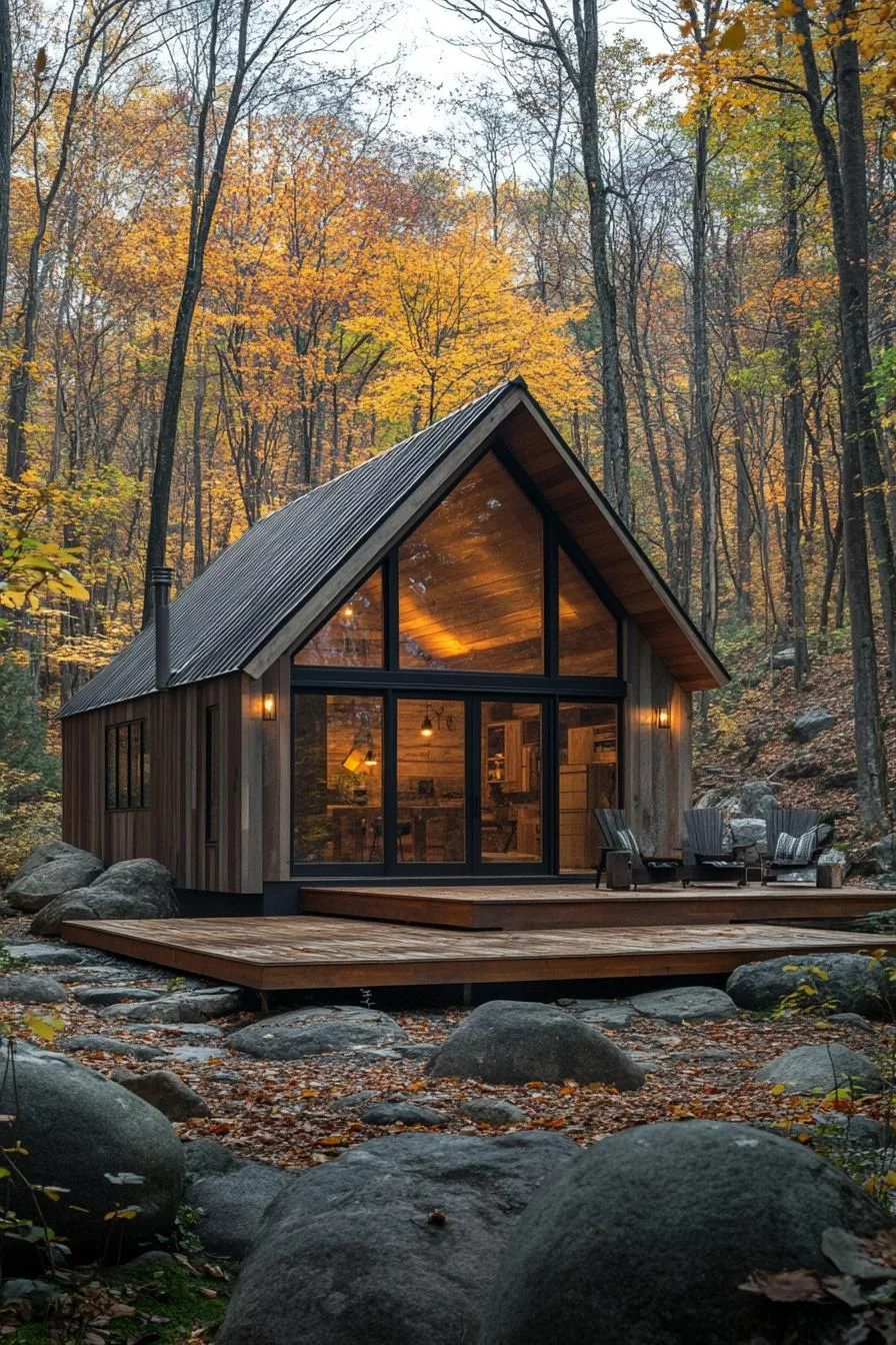 An A-Frame Cabin in Fall Colors