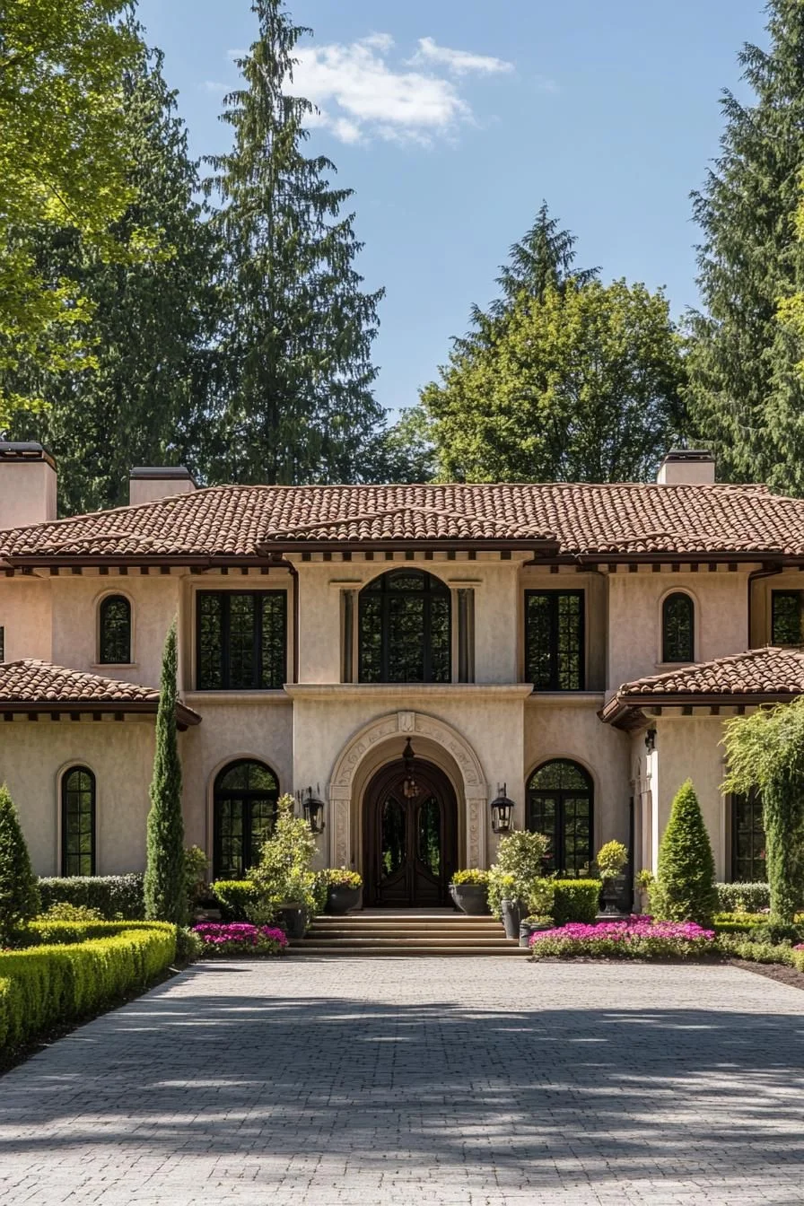 Terracotta Facade Surrounded by Greenery