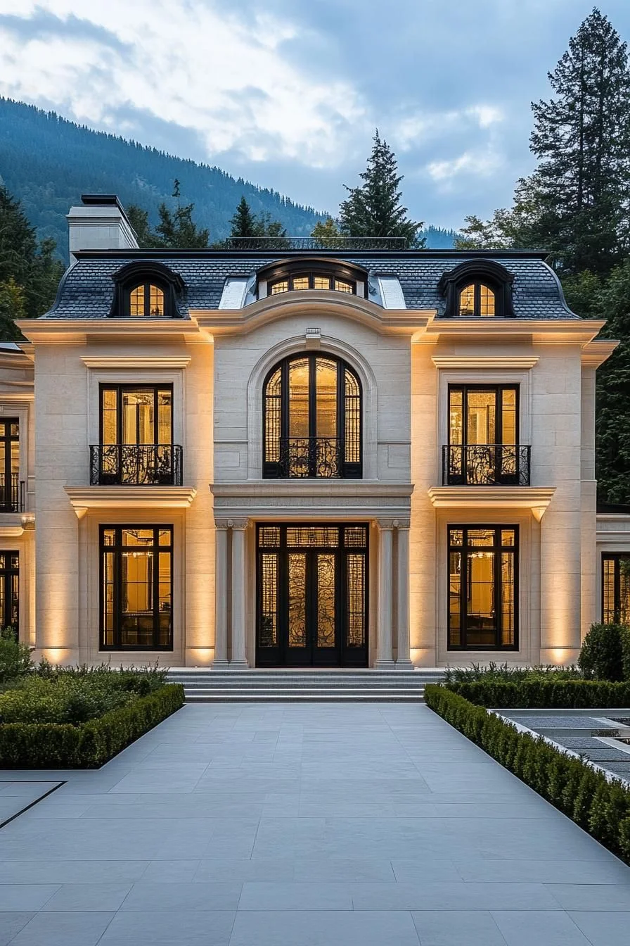 A Warm Ember Glow at This Neoclassical Retreat