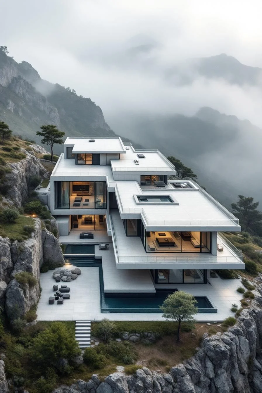 Cliffside Concrete Home Above the Clouds