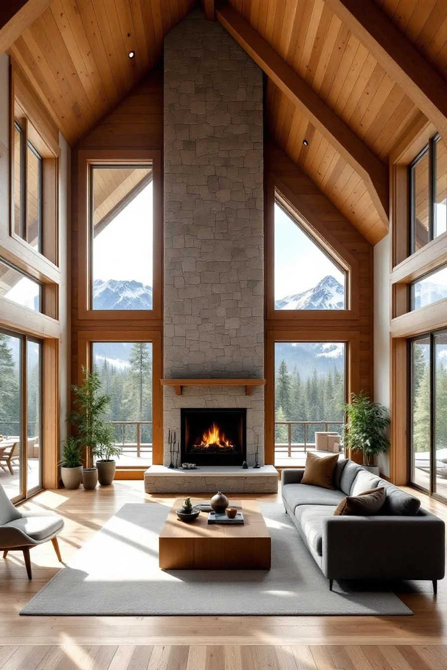 An Ember Glow Inside a Modern Mountain Haven