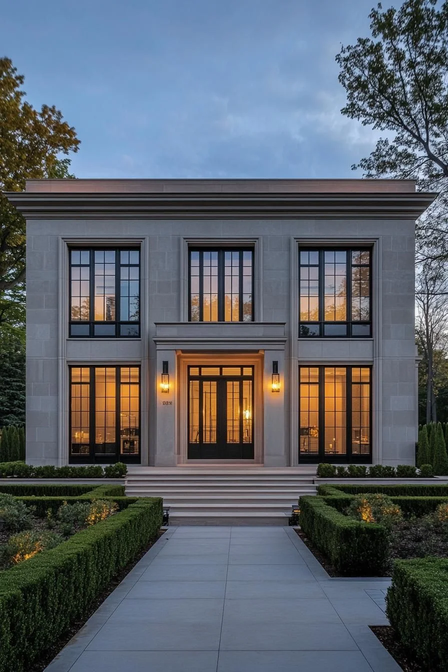 An Opulent Neo-Classical Residence at Dusk