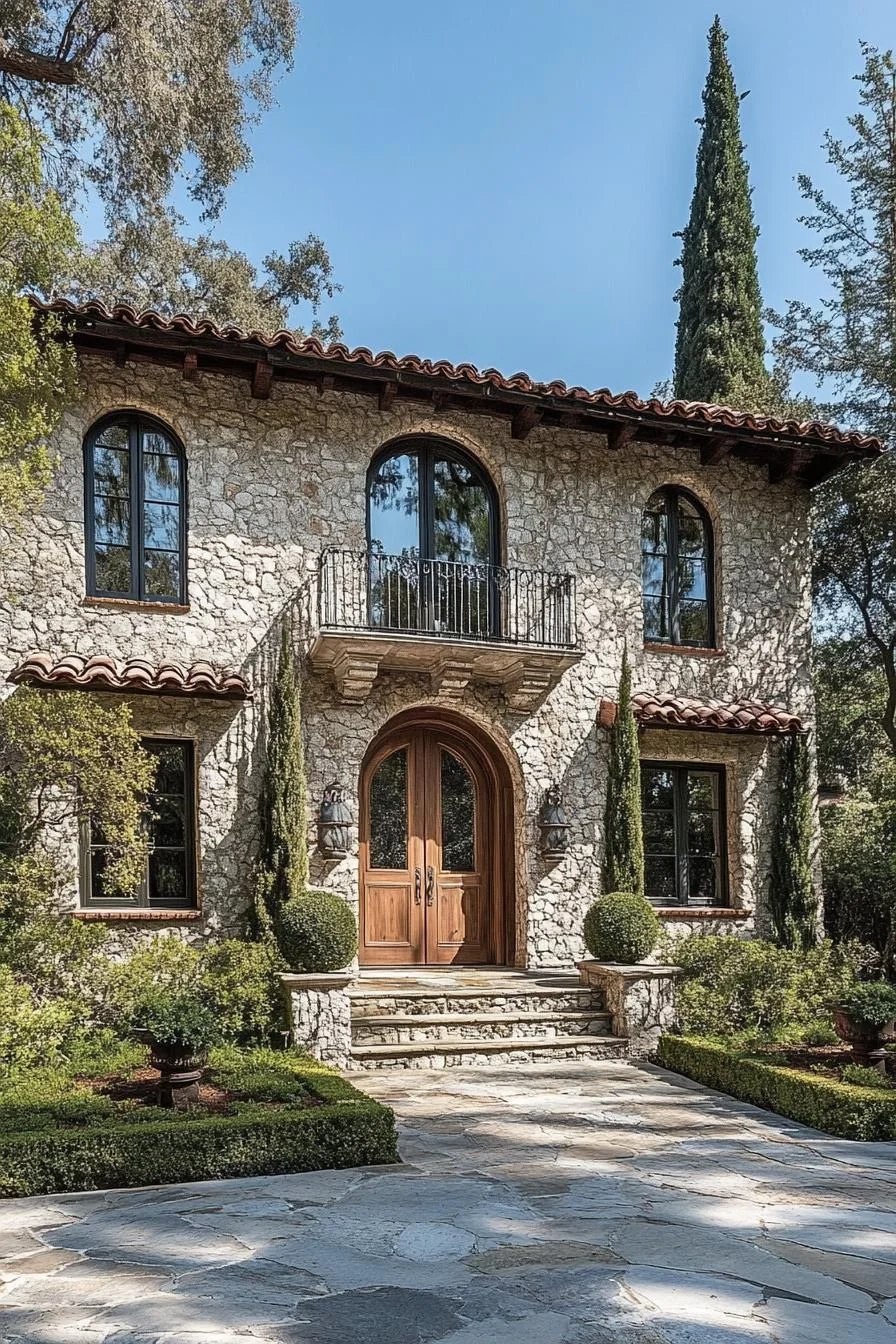 Stone and Wood Tuscan Facade Details