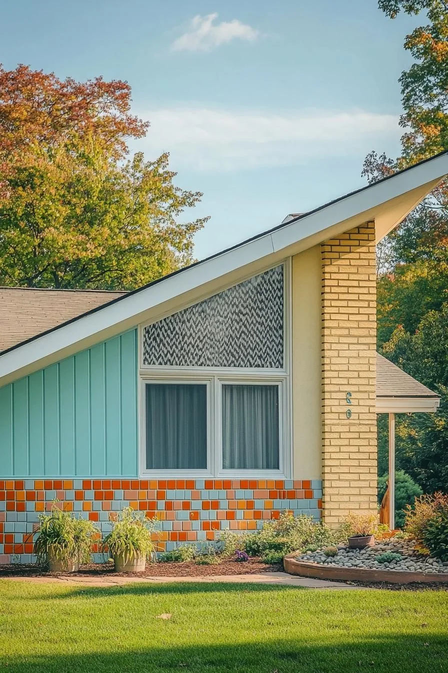 Angled Rooflines Under Blue Skies