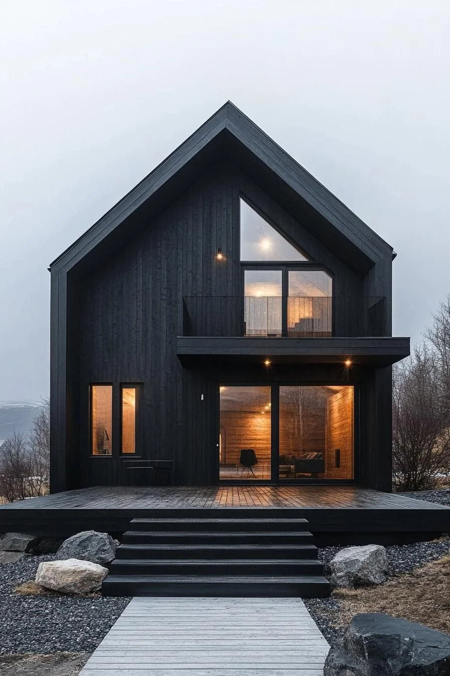 Charred Timber Facade at Dusk
