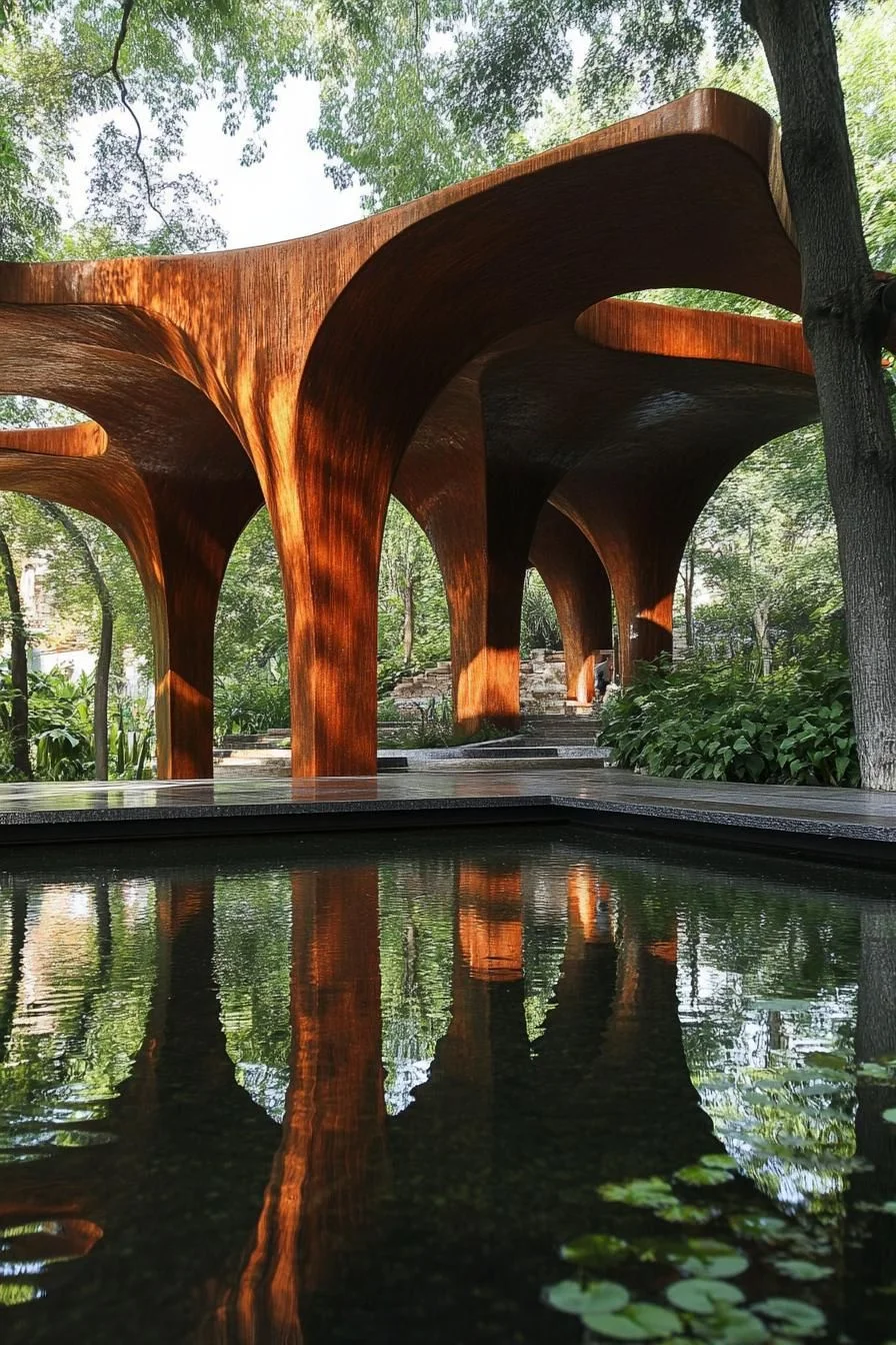 Wooden Arches Sculpted Among Trees