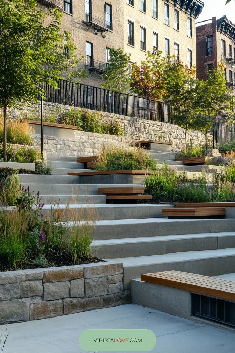 Stepped Urban Sanctuary in Stone and Green