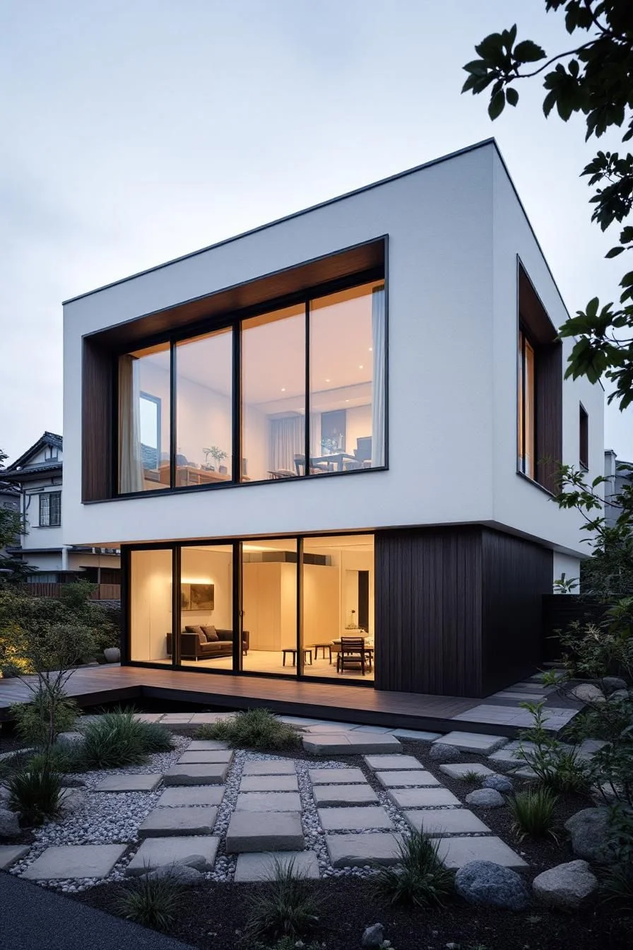A Modern Cube Set in a Quiet Landscape