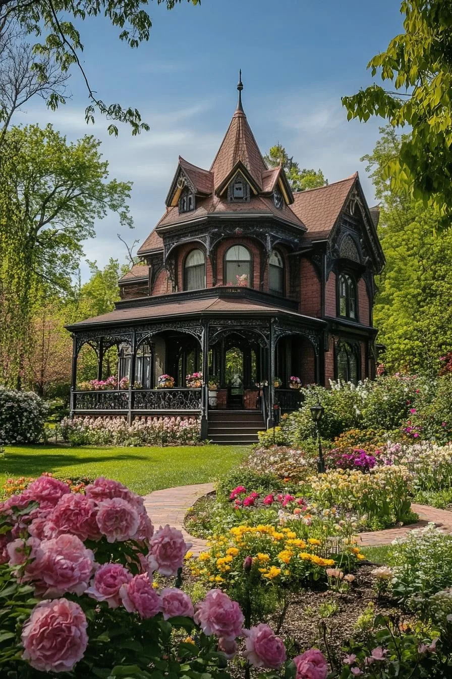 A Victorian Mansion Set in Lush Gardens