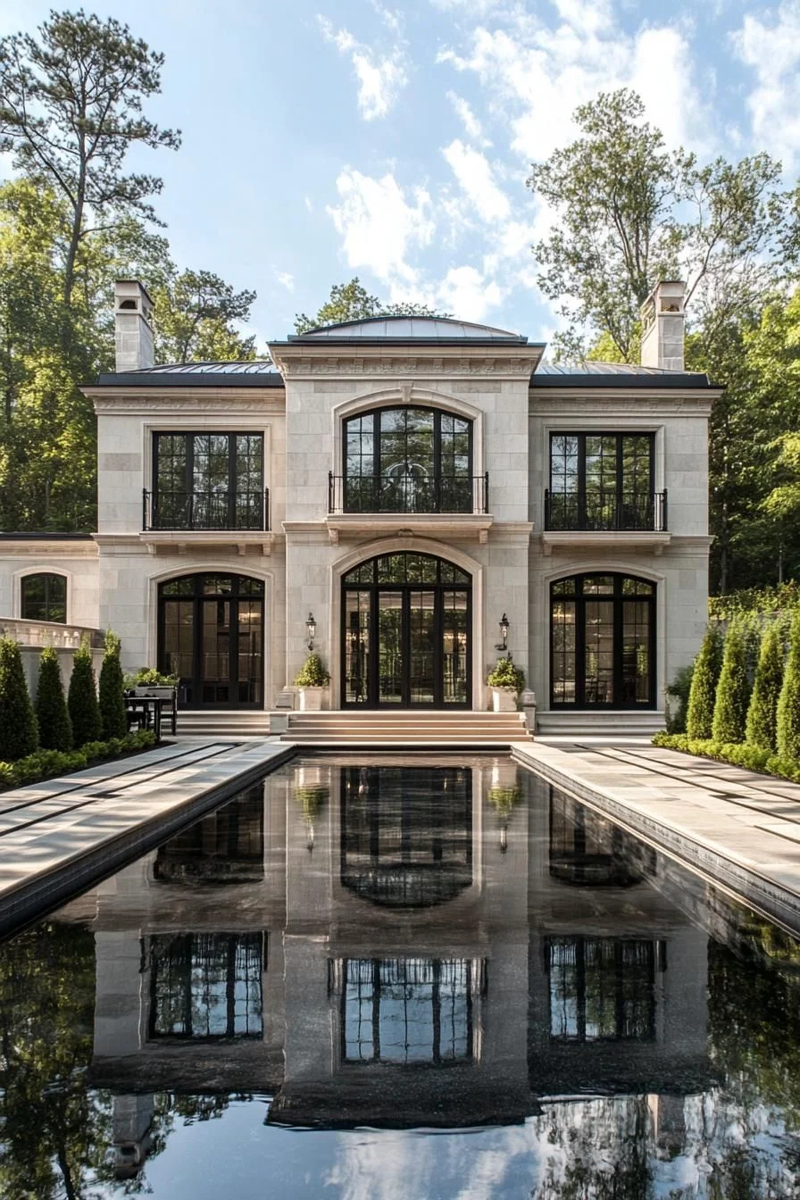 Reflective Home with Regal Architectural Details