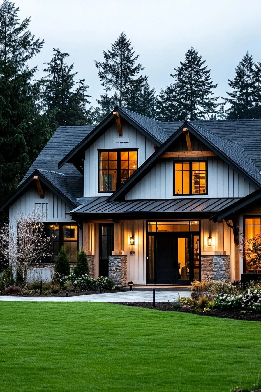 A Warm Shouse Barndominium at Dusk