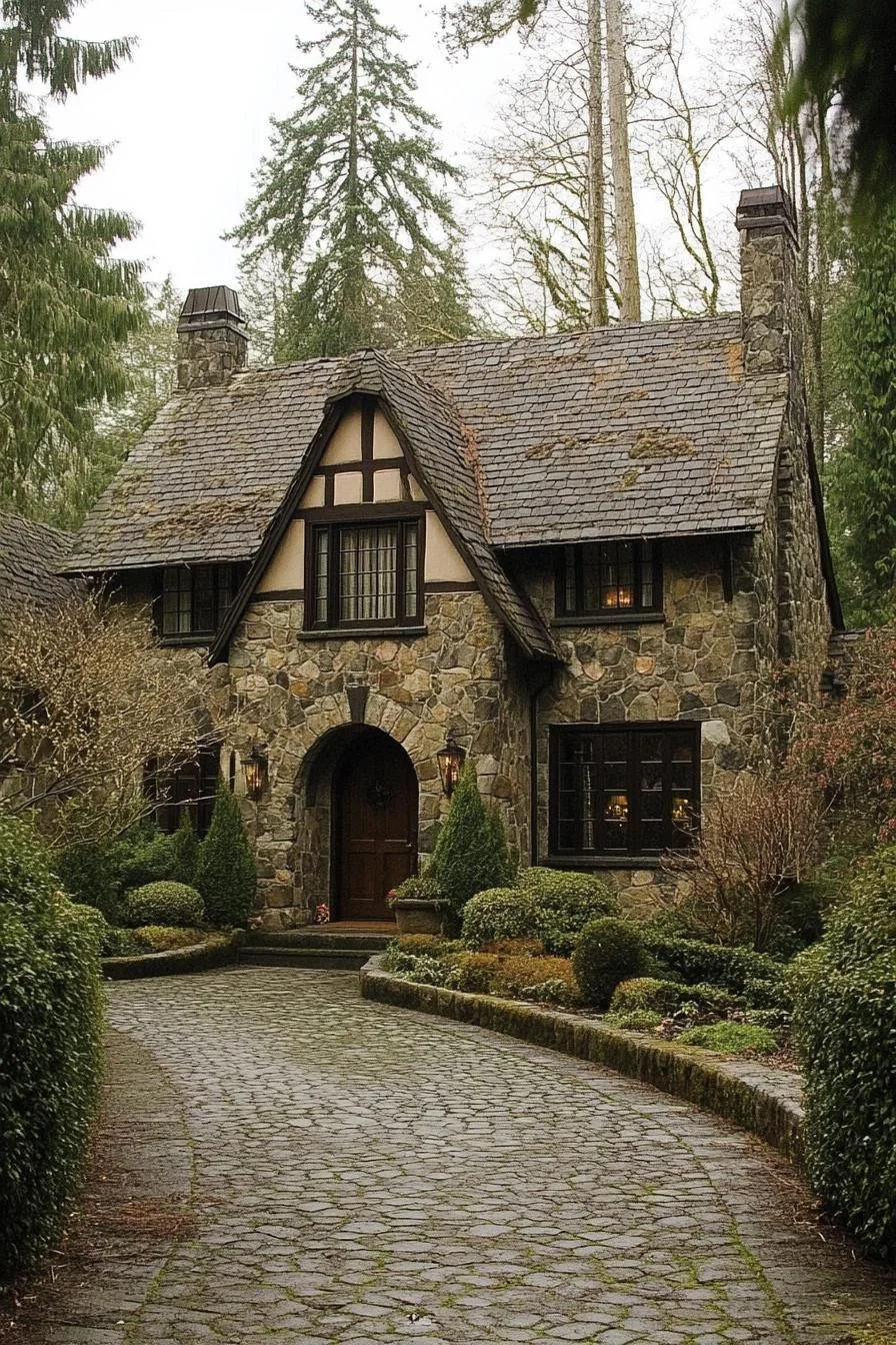 A Cobblestone Home Set Among Pines