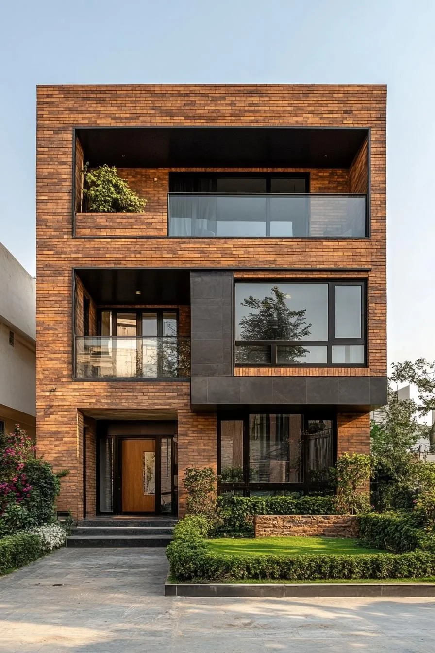 Squared-Off Brick Facade Design