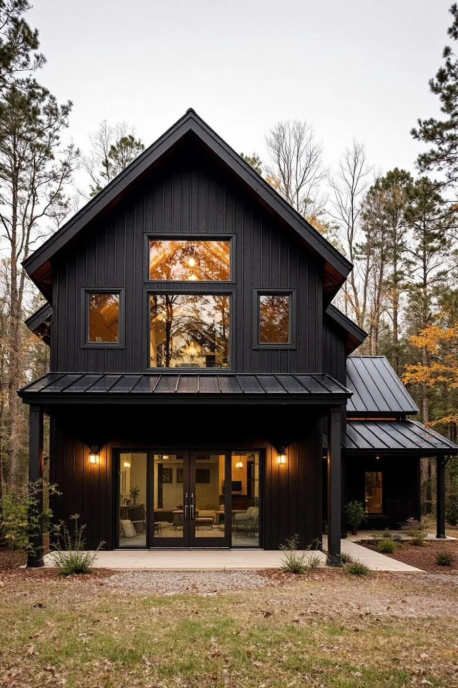 A Bold Black Barndominium in Autumn Color