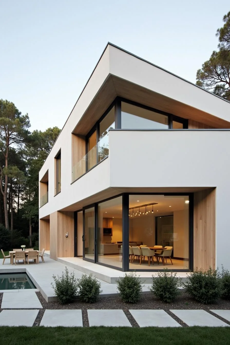 Cube-Shaped Home Tucked Among Pine Trees