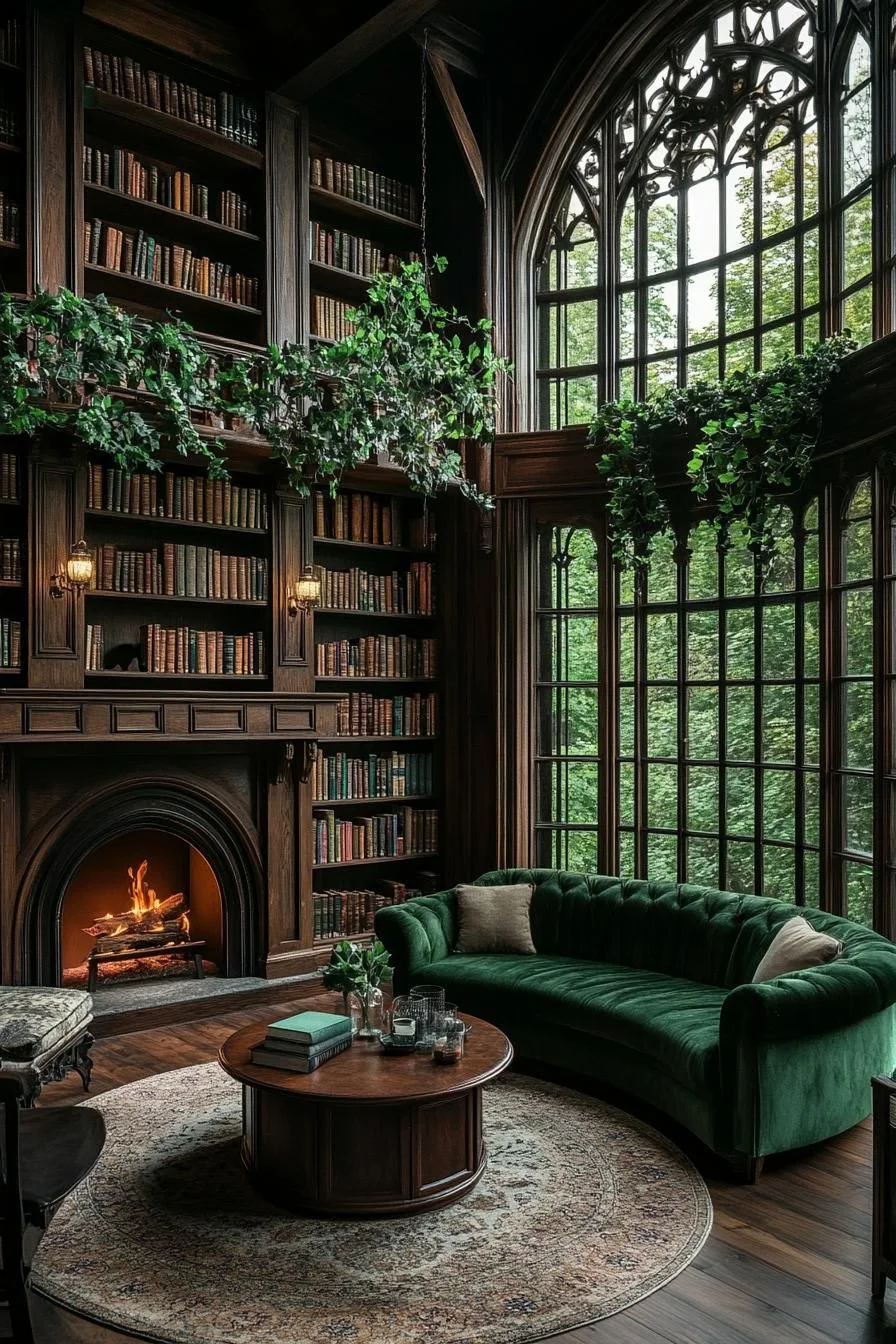 An Ivy-Draped Velvet Fireside Haven