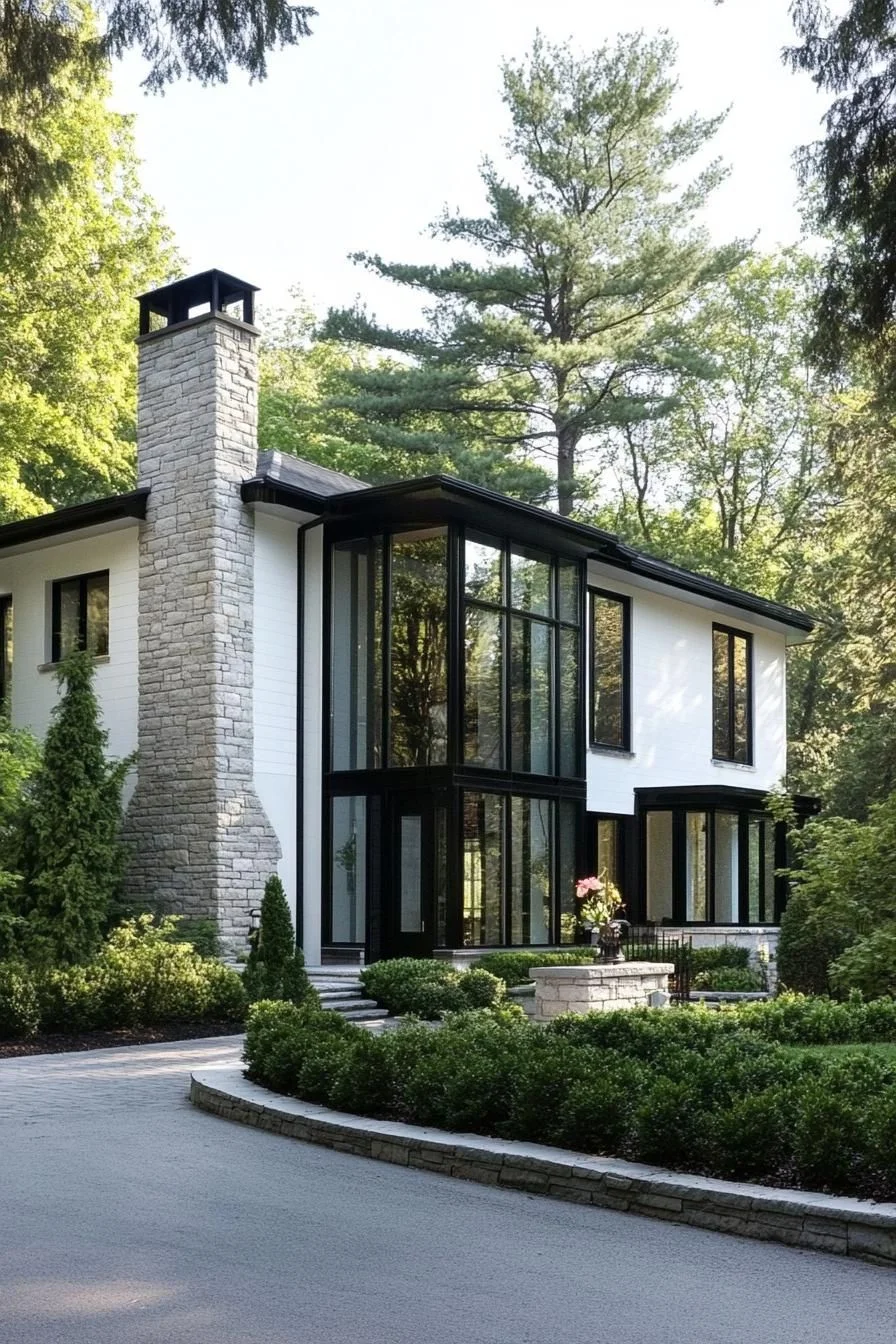 53) Symmetrical Black-Tipped Home Design