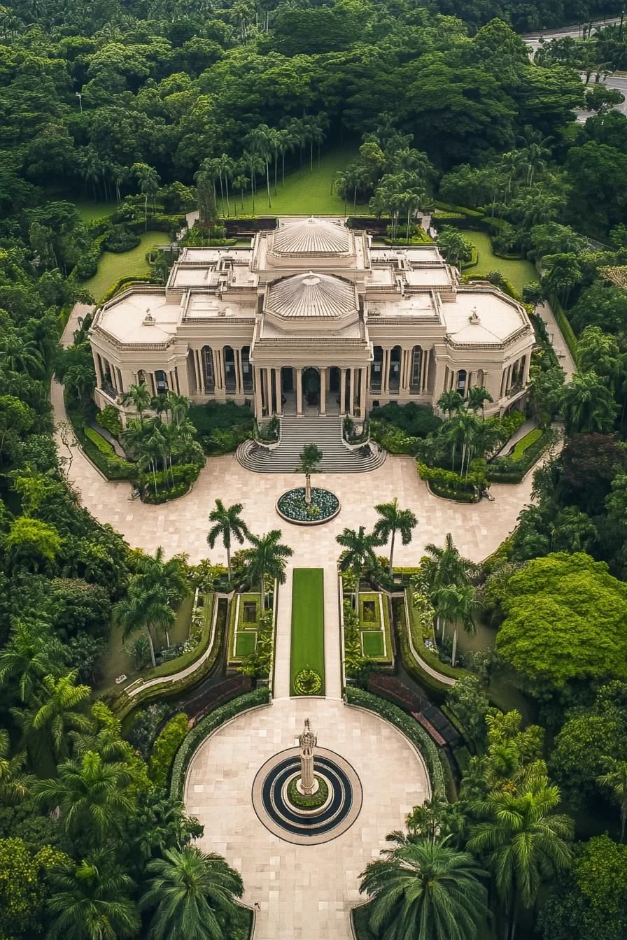 Grand Manor Surrounded by Greenery