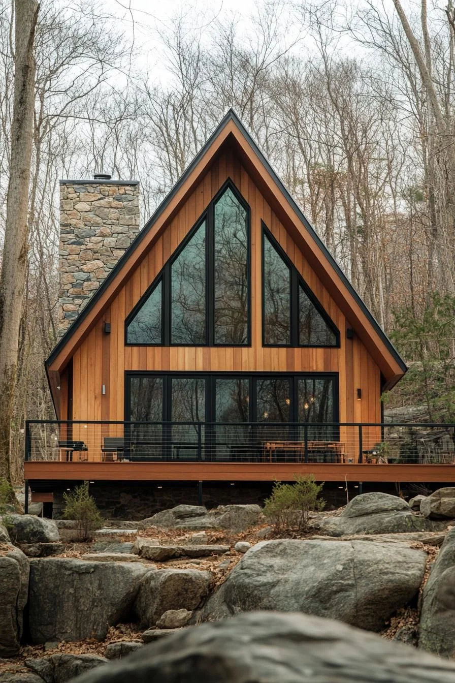 A-Frame Timber Cabin in the Forest