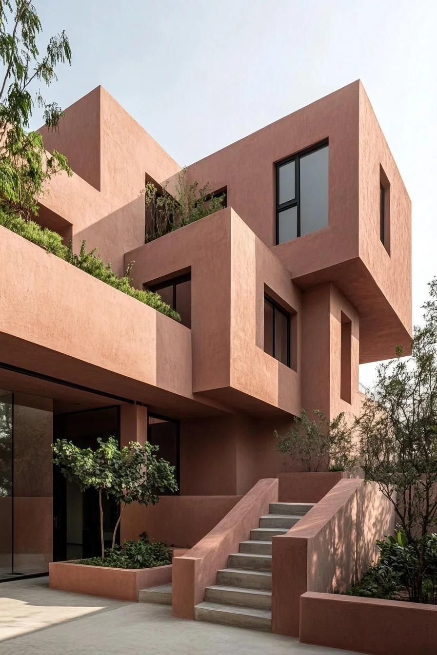 Terracotta-Toned Stacked Tower Design